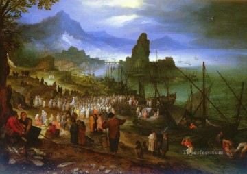  Cristo Obras - Cristo predicando en el puerto flamenco Jan Brueghel el Viejo